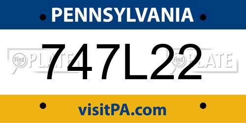 747L22 Pennsylvania License Plate