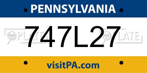 747L27 Pennsylvania License Plate
