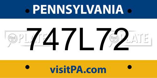 747L72 Pennsylvania License Plate