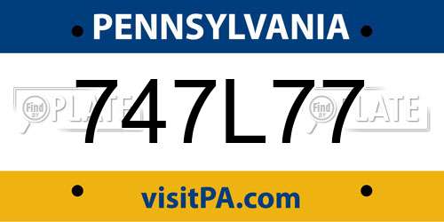 747L77 Pennsylvania License Plate