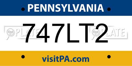 747LT2 Pennsylvania License Plate