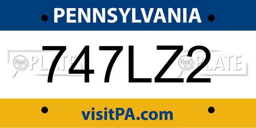 747LZ2 Pennsylvania License Plate