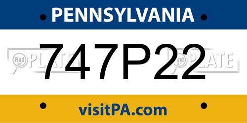 747P22 Pennsylvania License Plate