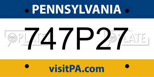 747P27 Pennsylvania License Plate