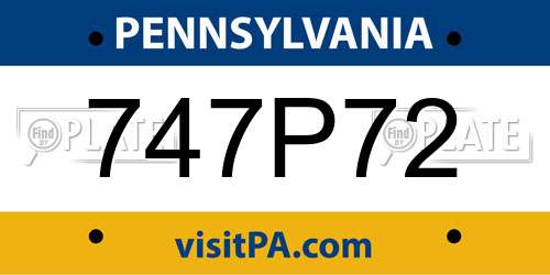 747P72 Pennsylvania License Plate