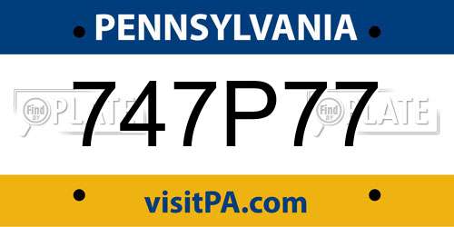 747P77 Pennsylvania License Plate