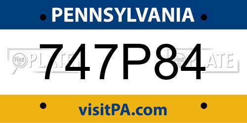 747P84 Pennsylvania License Plate