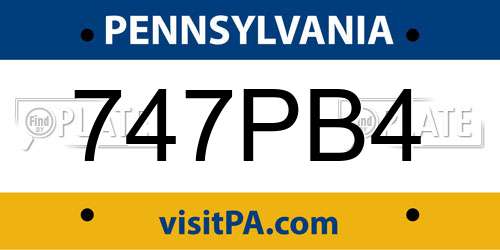 747PB4 Pennsylvania License Plate
