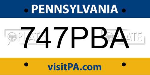 747PBA Pennsylvania License Plate
