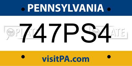 747PS4 Pennsylvania License Plate
