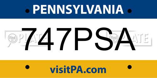 747PSA Pennsylvania License Plate
