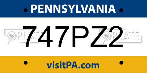 747PZ2 Pennsylvania License Plate