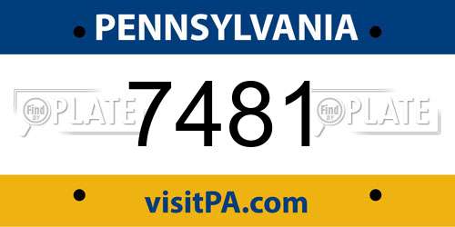 7481 Pennsylvania License Plate