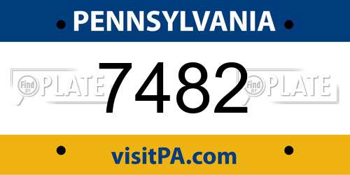 7482 Pennsylvania License Plate