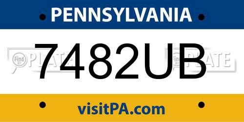 7482UB Pennsylvania License Plate