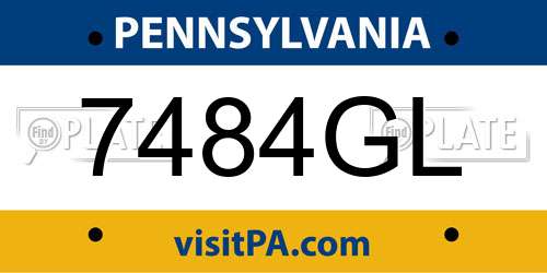 7484GL Pennsylvania License Plate