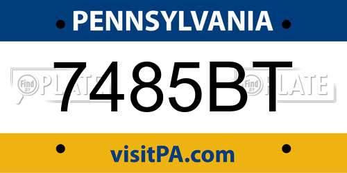 7485BT Pennsylvania License Plate