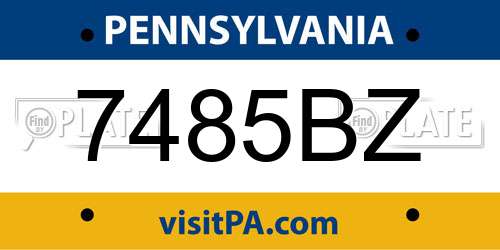 7485BZ Pennsylvania License Plate