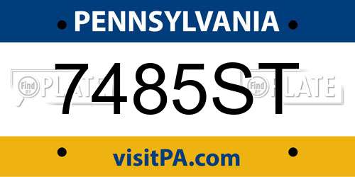 7485ST Pennsylvania License Plate