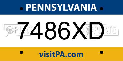 7486XD Pennsylvania License Plate