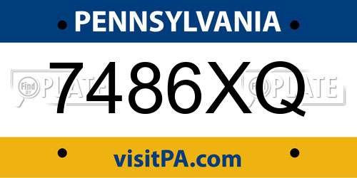 7486XQ Pennsylvania License Plate