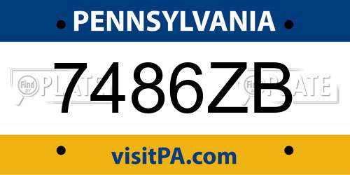 7486ZB Pennsylvania License Plate