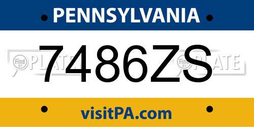 7486ZS Pennsylvania License Plate