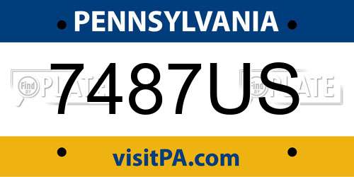 7487US Pennsylvania License Plate