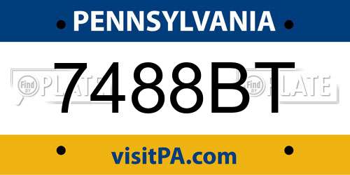 7488BT Pennsylvania License Plate