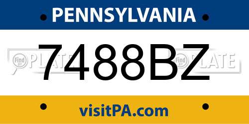 7488BZ Pennsylvania License Plate
