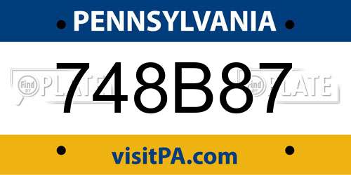 748B87 Pennsylvania License Plate