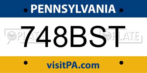 748BST Pennsylvania License Plate