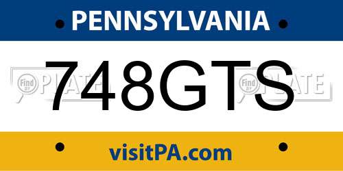 748GTS Pennsylvania License Plate