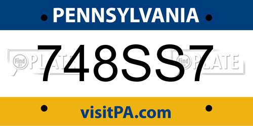 748SS7 Pennsylvania License Plate