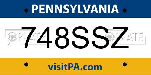 748SSZ Pennsylvania License Plate