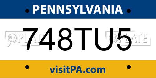 748TU5 Pennsylvania License Plate