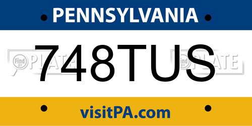 748TUS Pennsylvania License Plate