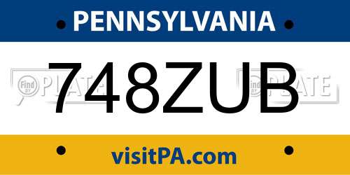 748ZUB Pennsylvania License Plate