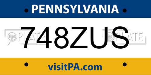 748ZUS Pennsylvania License Plate