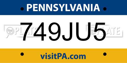 749JU5 Pennsylvania License Plate