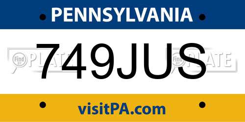 749JUS Pennsylvania License Plate