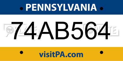 74AB564 Pennsylvania License Plate
