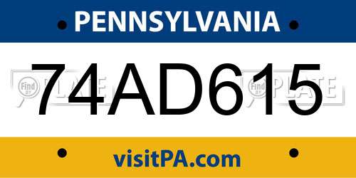 74AD615 Pennsylvania License Plate