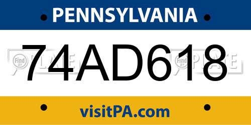 74AD618 Pennsylvania License Plate