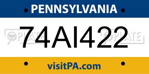 74AI422 Pennsylvania License Plate