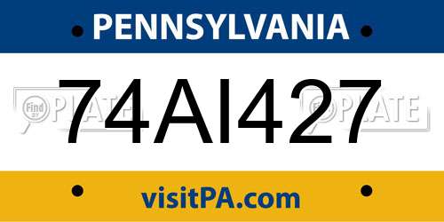 74AI427 Pennsylvania License Plate