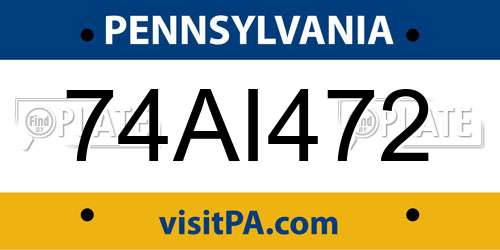 74AI472 Pennsylvania License Plate