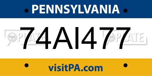 74AI477 Pennsylvania License Plate