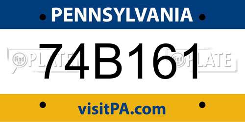 74B161 Pennsylvania License Plate