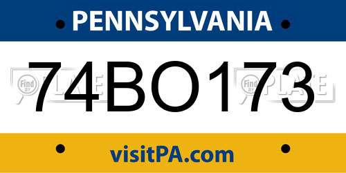 74BO173 Pennsylvania License Plate